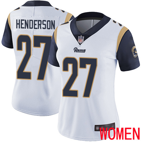 Los Angeles Rams Limited White Women Darrell Henderson Road Jersey NFL Football #27 Vapor Untouchable->women nfl jersey->Women Jersey